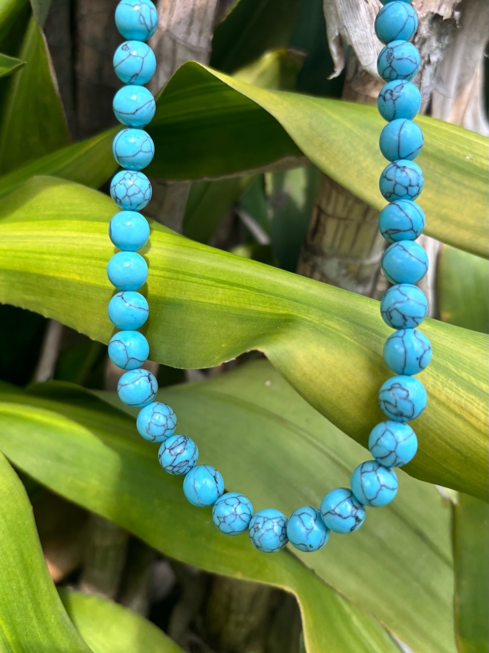 Turquoise Blue Beaded Necklace - Classic Stone Strand